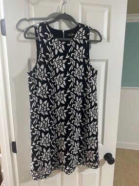 Sam Edelman floral razor back cut out mini dress in black and white.